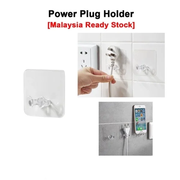 Wall Storage Hook USB Cable Power Plug Socket Holder Home Office Adhesive Hanger