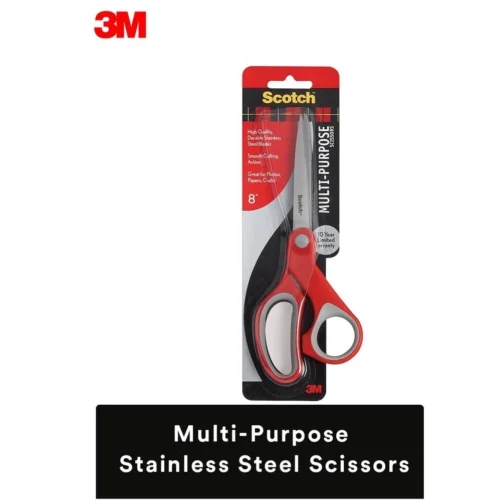 3M Scotch 8  Multi Purpose Stainless Steel Home   Office Soft Rubber Grip Scissors