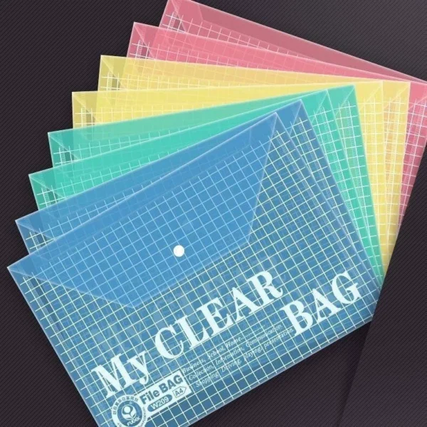 A4   B4 Transparent PVC File with button   Office File Bag   File Portfolio   A4   B4