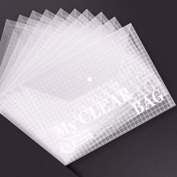 A4   B4 Transparent PVC File with button   Office File Bag   File Portfolio   A4   B4