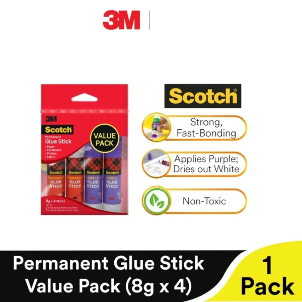 3M Scotch Permanent Adhesive Glue Stick Value Pack