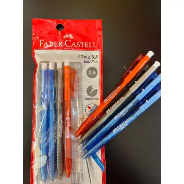 FABER CASTELL BALL PEN CLICK X5 MIX PACK OF 4